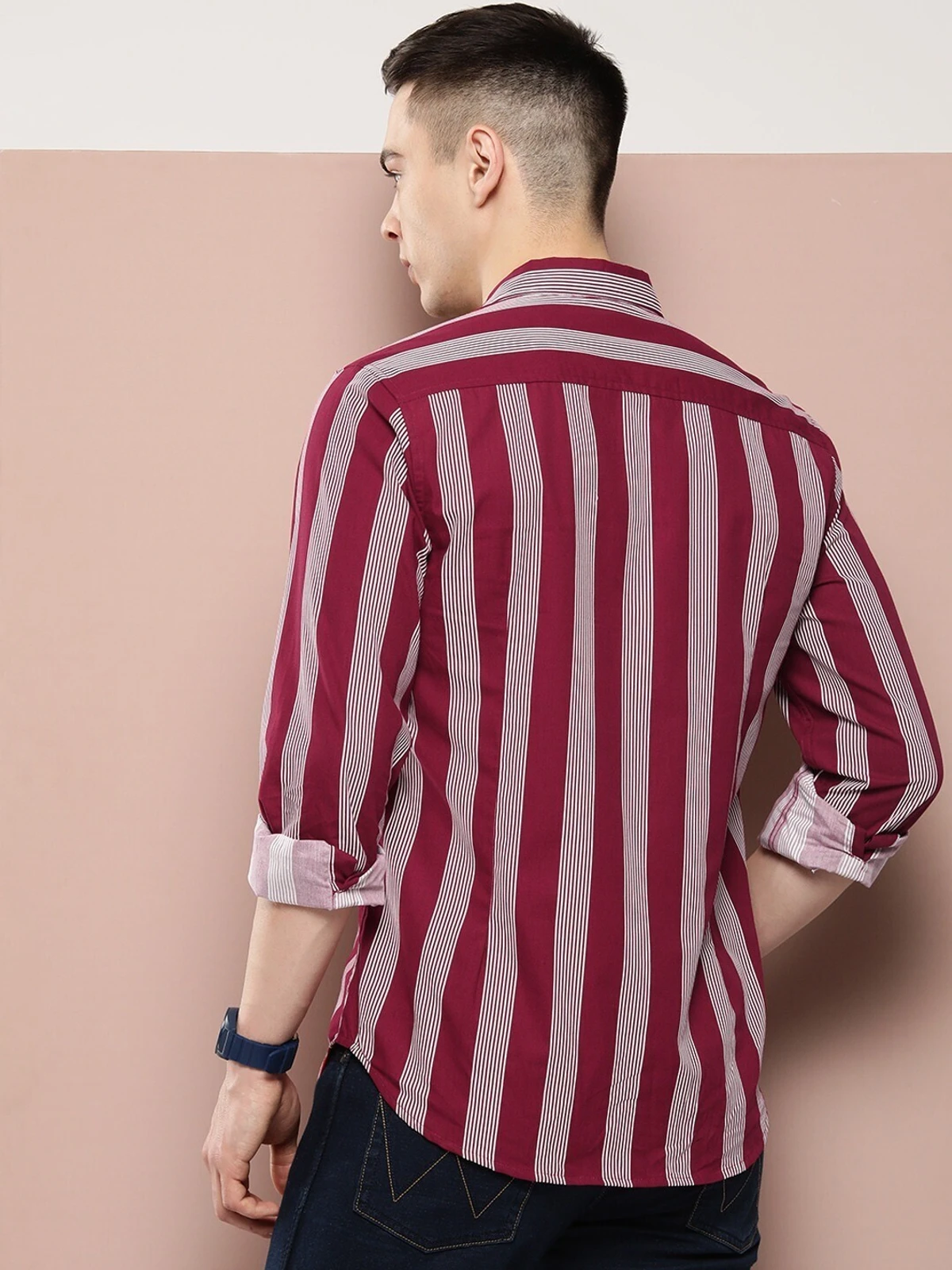 Maroon Strip shirt - Image 2