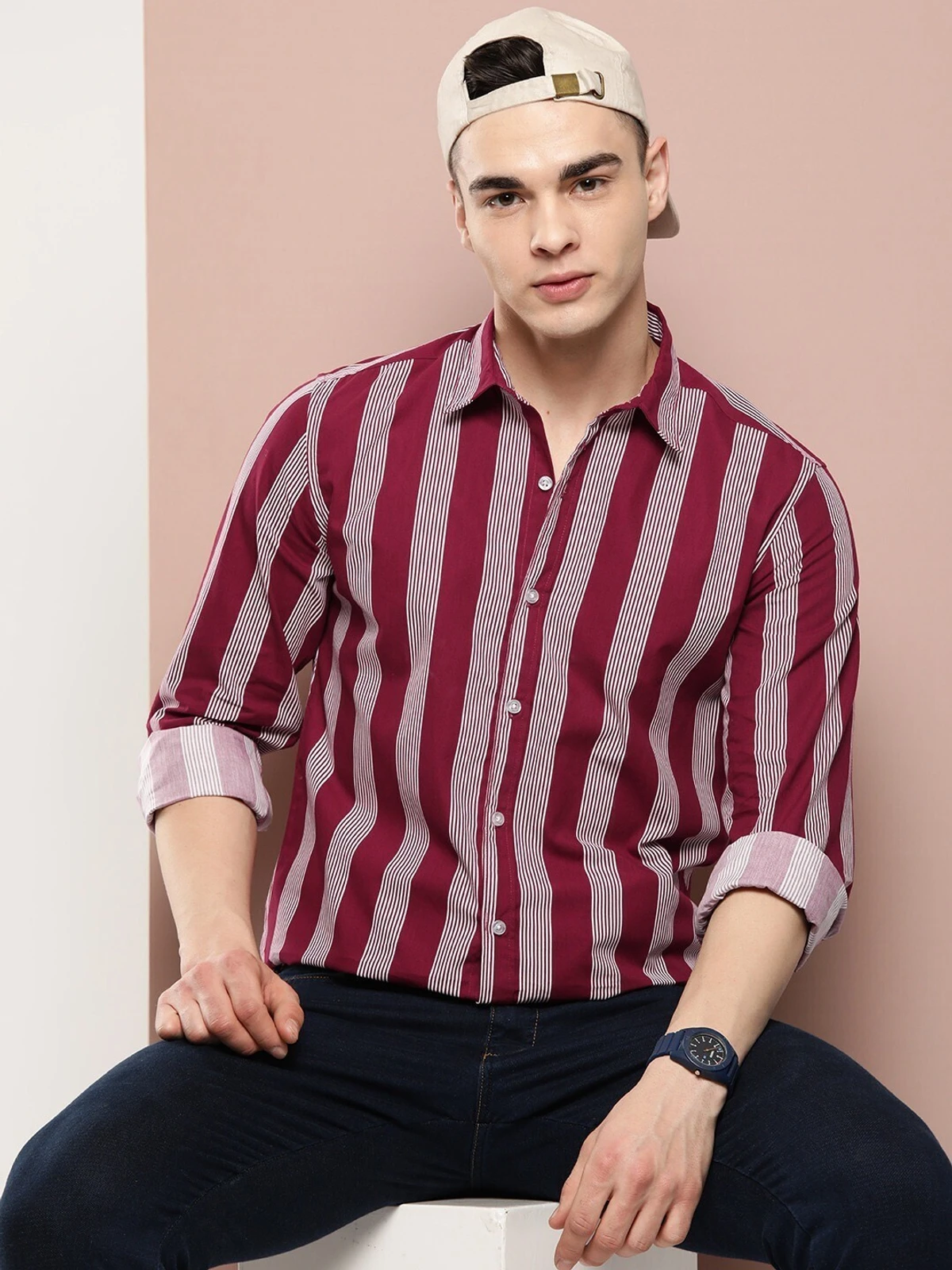 Maroon Strip shirt