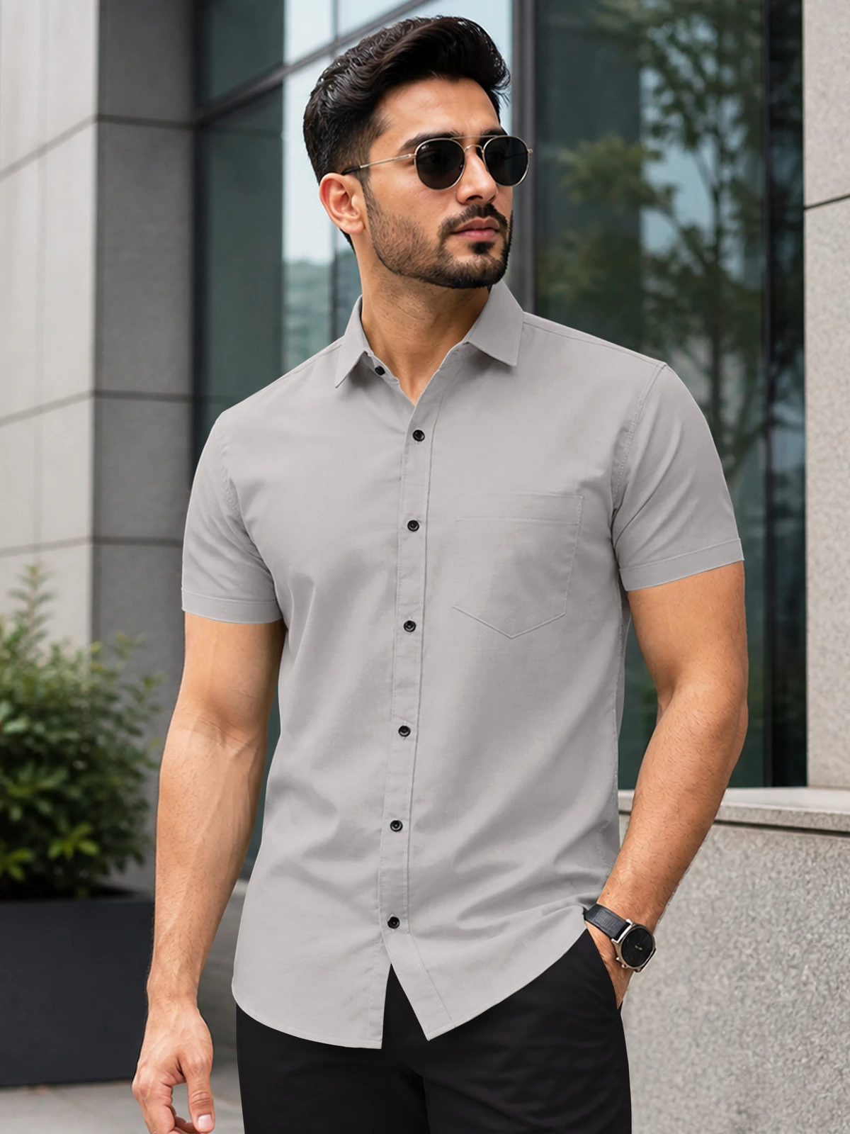 Cotton Gray Shirt For Men